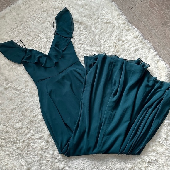 Jenny Yoo Collection Dress Mila Luxe Chiffon Maxi Caspian Sea Teal 0 - Picture 2 of 12